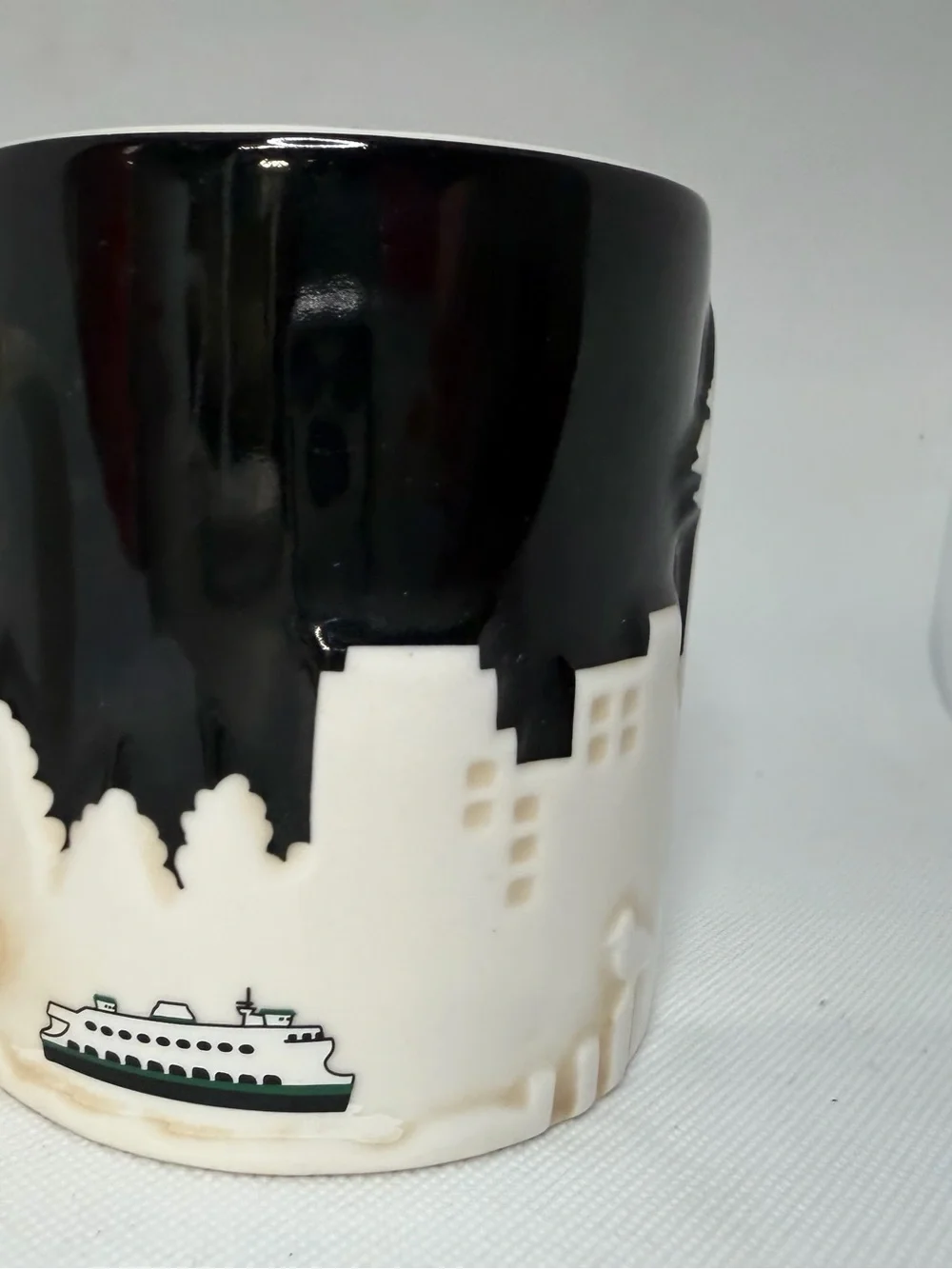 Seattle Skyline Starbucks Collector Series 3D Relief Black White 2012 16 oz Mug